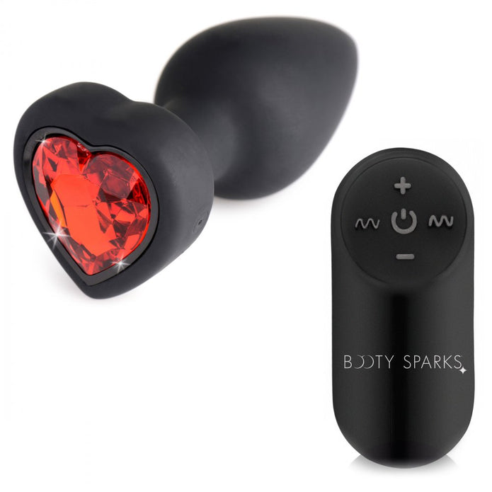 28X Silicone Vibrating Red Heart Anal Plug w- Remote - Small XR Brands 28X Silicone Vibrating Red Heart Anal Plug w- Remote - Small XR Brands
