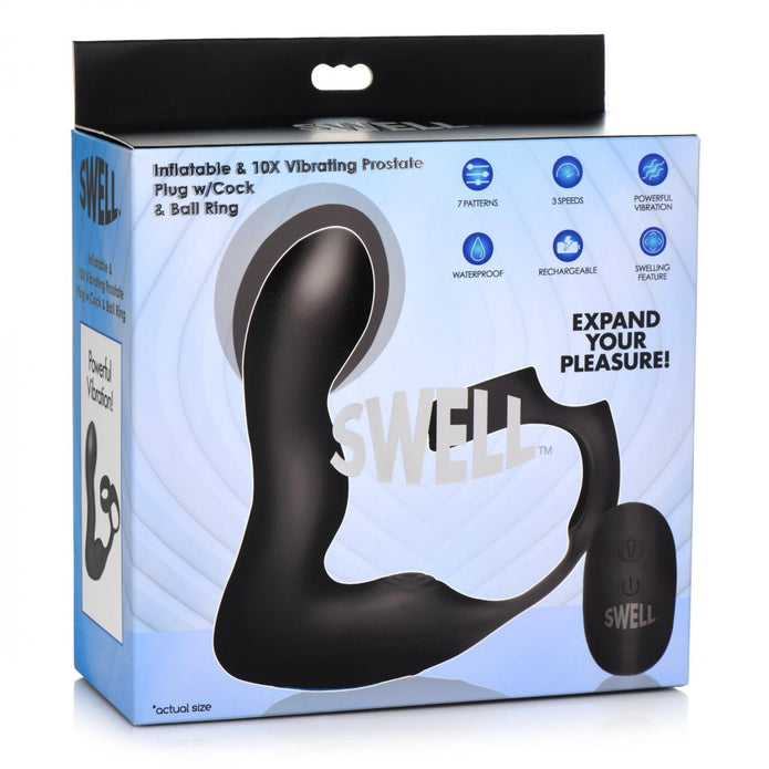 Inflatable & 10X Vibrating Prostate Plug w- Cock & Ball Ring XR Brands Inflatable & 10X Vibrating Prostate Plug w- Cock & Ball Ring XR Brands