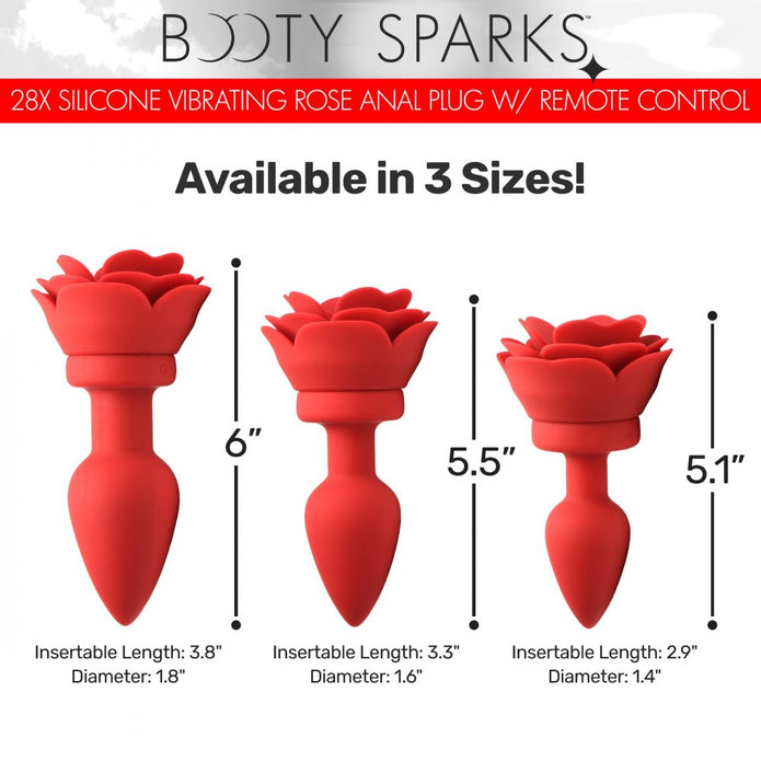 28X Silicone Vibrating Rose Anal Plug w- Remote - Small XR Brands 28X Silicone Vibrating Rose Anal Plug w- Remote - Small XR Brands