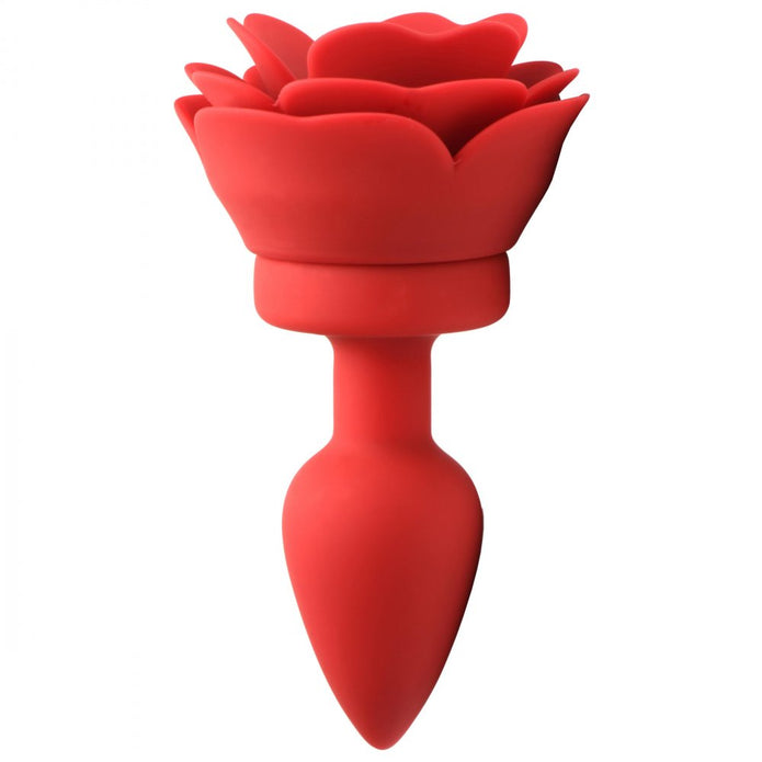 28X Silicone Vibrating Rose Anal Plug w- Remote - Small XR Brands 28X Silicone Vibrating Rose Anal Plug w- Remote - Small XR Brands