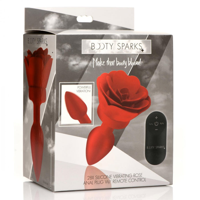 28X Silicone Vibrating Rose Anal Plug w- Remote - Small XR Brands 28X Silicone Vibrating Rose Anal Plug w- Remote - Small XR Brands