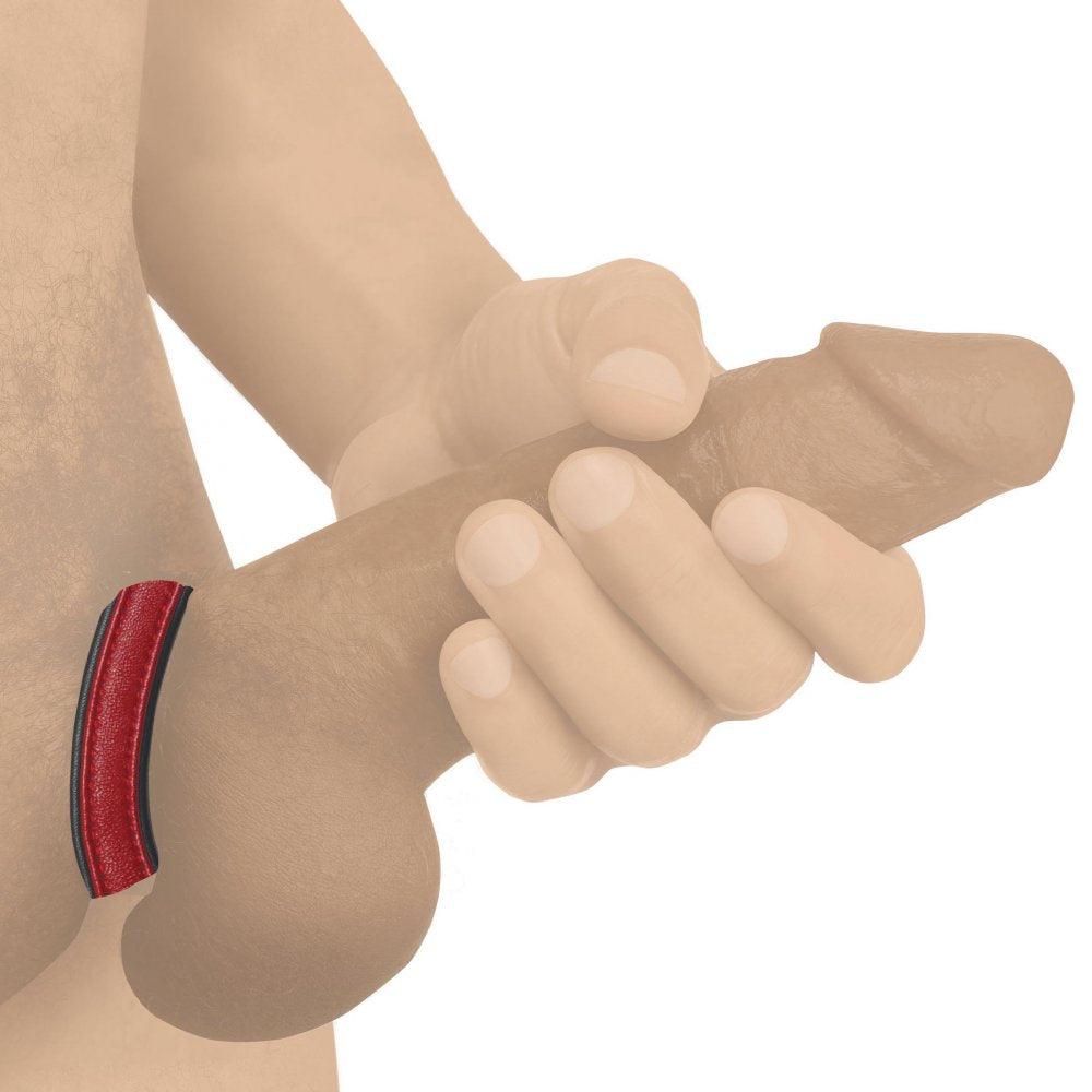 Cock Gear Velcro Leather Cock Ring - Red