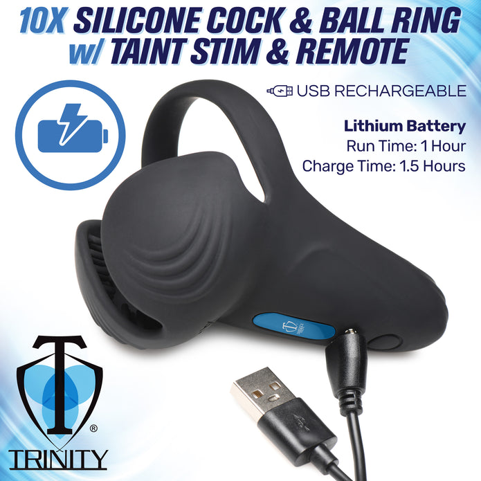 10X Silicone Cock & Ball Ring w- Taint Stim & Remote Control – XR