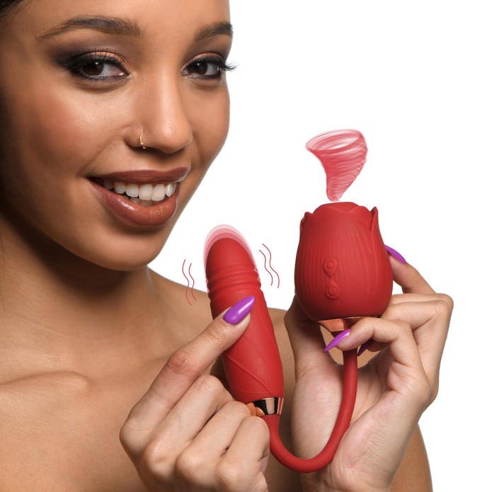 Romping Suction & Thrusting Rose Vibrator - XrBrands.com XR Brands Romping Suction & Thrusting Rose Vibrator - XrBrands.com XR Brands